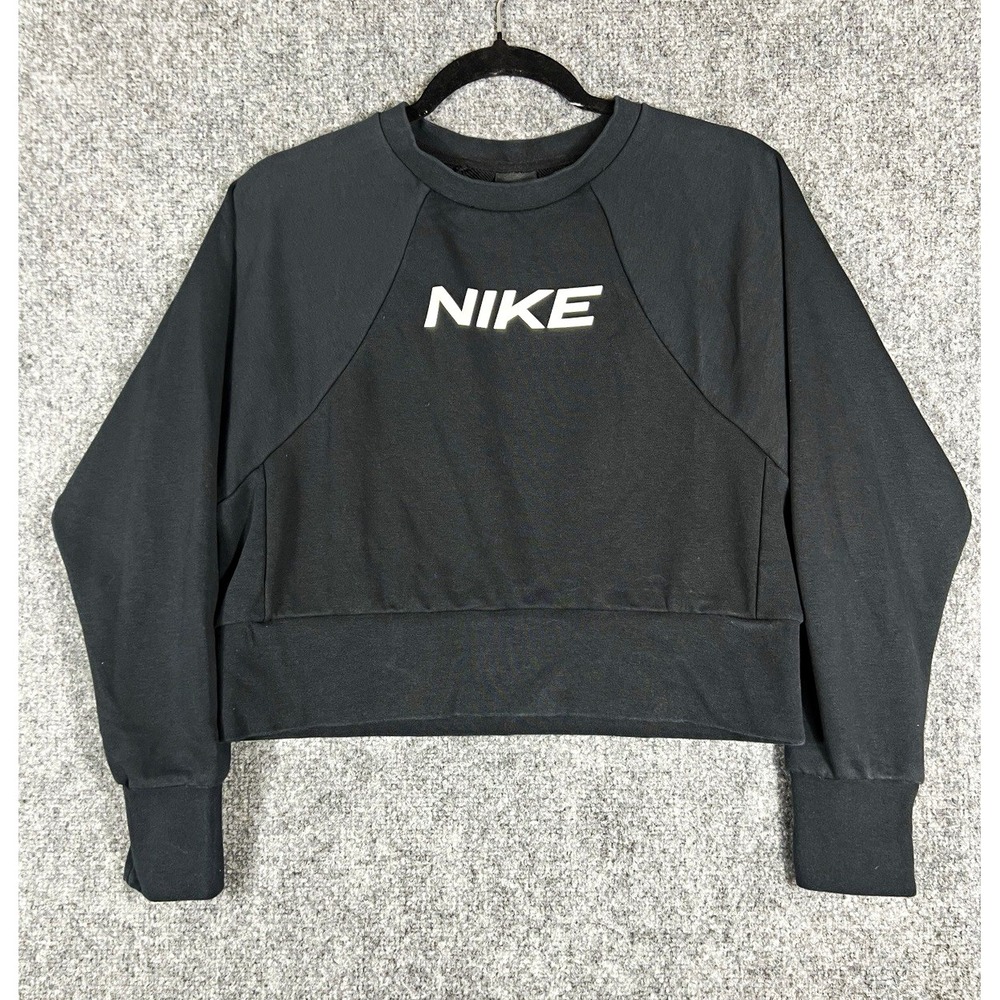 Nike Dri-FIT Women's XS Black Cropped Crewneck Sweatshirt Athletic